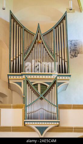 Music organ by Martin Vier in Castle Hartenfels chapel the first Protestant church in the world, Altstadt Torgau Saxony Germany. Stock Photo