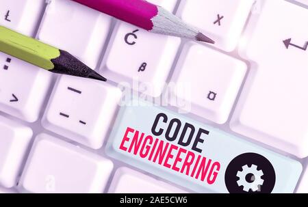 Conceptual hand writing showing Code Engineering. Concept meaning application of engineering to the development of software Stock Photo