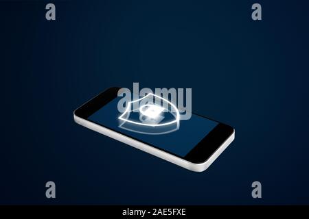 Mobile phone security system and application technology Stock Photo