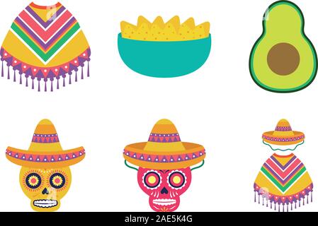 bundle of mexican set icons Stock Vector