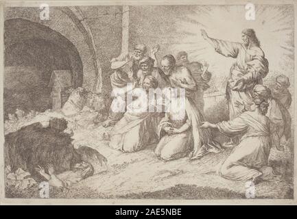 The Raising of Lazarus; 1758/1759 Gaetano Zompini, after Giovanni Benedetto Castiglione, The Raising of Lazarus, 1758-1759 Stock Photo