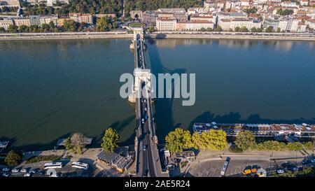 Széchenyi Chain Bridge, Széchenyi Lánchíd, Budapest, Hungary Stock Photo