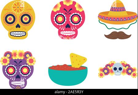 bundle of mexican set icons Stock Vector