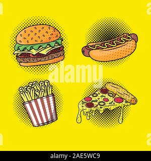 delicious fast food pop art style Stock Vector