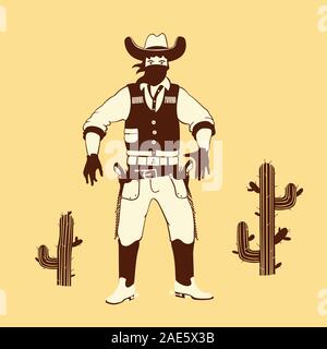 Vector Illustration Cartoon Style Cowboy Shooter Stock Vector