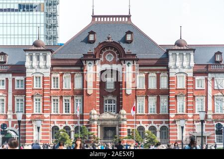 TOKYO, JAPAN - March 25 2019: Tokyo Station in Tokyo, Japan. Open in 1914, a major a railway station near the Imperial Palace grounds and Ginza commer Stock Photo