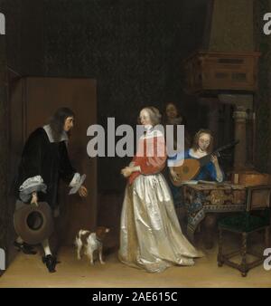 The Suitor's Visit; c. 1658 Gerard ter Borch the Younger, The Suitor's Visit, c 1658 Stock Photo