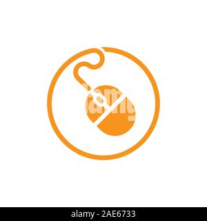 mouse circle line symbol logo vector Stock Vector