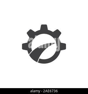 cog wheel street path design logo Stock Vector