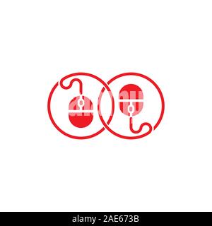 linked pc mouse cable symbol logo vector Stock Vector
