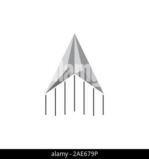 3d paper airplane symbol logo vector Stock Vector