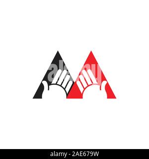 letter m hand greeting gesture logo vector Stock Vector