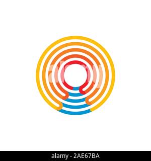 sun water sea gradient flat logo vector Stock Vector