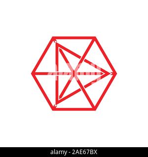 star triangle hexagonal linked line logo vector Stock Vector