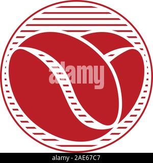love shape coffee bean vintage stripes symbol logo vector Stock Vector