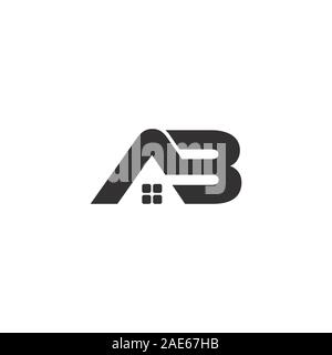 letter ab simple geometric home logo vector Stock Vector
