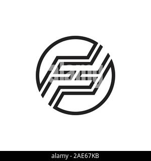 letter ff line circle geometric logo vector Stock Vector