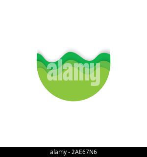 abstract green earth paper cut 3d descoration vector Stock Vector