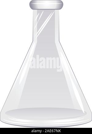 Glass empty bottle, laboratory flask design illustration. Stock Vector