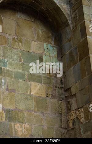 04 DECEMBER 2019: Famous Ateni Sioni cathedral with medieval facade decoration close to Gori in  Shila Kartli region, Georgia, One of the most famous Stock Photo