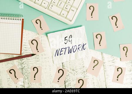 Handwriting text writing 5G Network. Conceptual photo greatly increase the speed and responsiveness of wireless network Writing tools, computer stuff Stock Photo