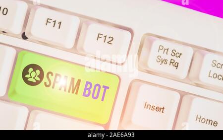 Handwriting text writing Spam Bot. Conceptual photo autonomous program on the Internet that sends spam to users Stock Photo