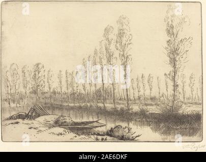 Poplars near Amiens (Pres d'Amiens, les tourbieres) Alphonse Legros, Poplars near Amiens (Pres d'Amiens, les tourbieres) Stock Photo