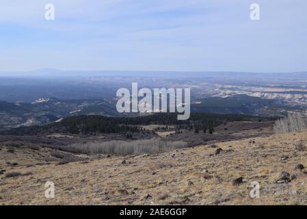 Views from the road along scenic byway Utah State Route 12.  Taken from Homestead overlook on Boulder Mountain. Stock Photo