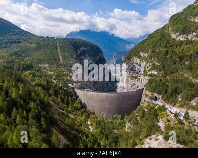 Aerial view of Vajont Dam in Italy Stock Photo