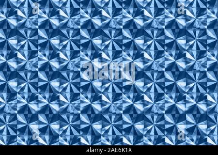 Trendy abstract holographic mosaic background in classic blue color. Stock Photo