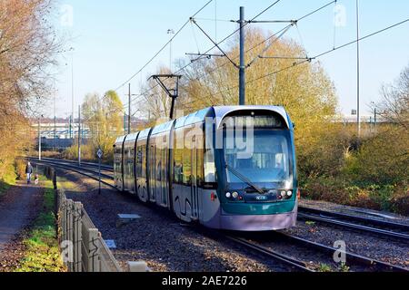 Nottingham tram on route to Phoenix park,Nottingham,England,UK Stock ...