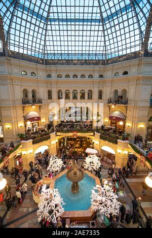 Inside famous GUM (State Department Store) the large store in the Kitai-gorod part of Moscow Russia, on Red Square. It is currently a shopping mall. Stock Photo