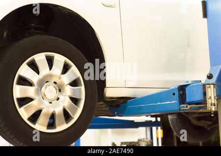 car service hydraulic ramp lift car Stock Photo