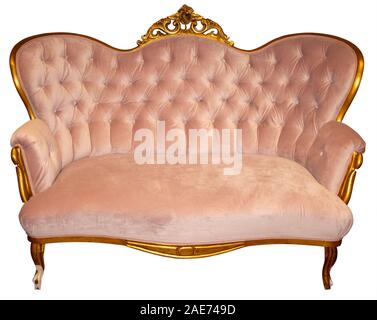 Pink vintage style sofa isolated on white background Stock Photo
