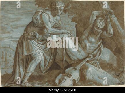 This painting depicts the figure of Apollo in a classic pose ...