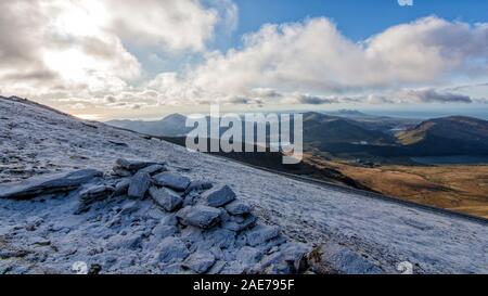 Mount Snowden Via the Llanberis Path Winter Stock Photo