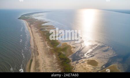 Aerial view of Sacalin peninsula in Danube delta, Romania Stock Photo