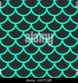 Mermaid pattern, fish scale print, vector see background, summer banner, kids seamless pattern Stock Vector