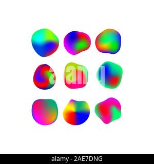 Mesh irregular element, vector rainbow shapes, smooth color, set of vibrant fluid forms Stock Vector