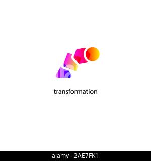 Logo transform, icon change, growth, symbol training, evolution, business development, logo education, business coach, evolution sign, personal life coaching Vector illustration Stock Vector