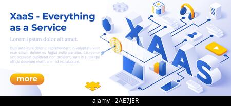 XAAS - Isometric Vector Illustration. Website Banner Layout Template. Stock Vector