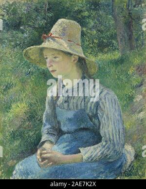 Peasant Girl with a Straw Hat; 1881date Camille Pissarro, Peasant Girl with a Straw Hat, 1881 Stock Photo
