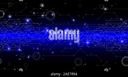 abstract vector background. circuit design connected with black blue gradient. technology background Stock Vector