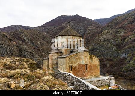 04 DECEMBER 2019: Famous Ateni Sioni cathedral with medieval facade decoration close to Gori in  Shila Kartli region, Georgia, One of the most famous Stock Photo