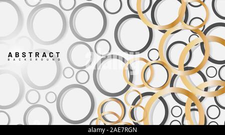 abstract vector background. overlapping golden and gray circles. design illustration Stock Vector