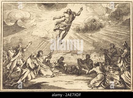 Depiction of the Ascension showing Christ rising into heaven with ...