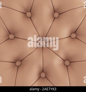 Quilted soft leather brown panel. 3d rendering Stock Photo