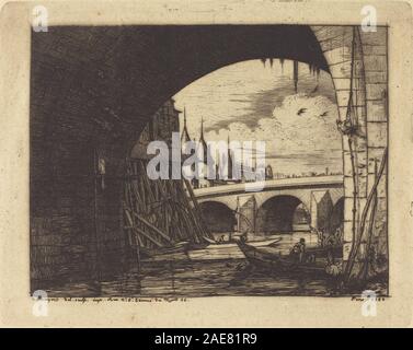 L'arche du Pont Notre-Dame, Paris (An Arch ofthe Notre-Dame Bridge, Paris); 1853date Charles Meryon, L'arche du Pont Notre-Dame, Paris (An Arch ofthe Notre-Dame Bridge, Paris), 1853 Stock Photo