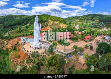 Royalty high quality free stock image aerial view of Voi waterfall or Elephant waterfall, DaLat, Lam Dong province, is top waterfalls in Vietnam Stock Photo