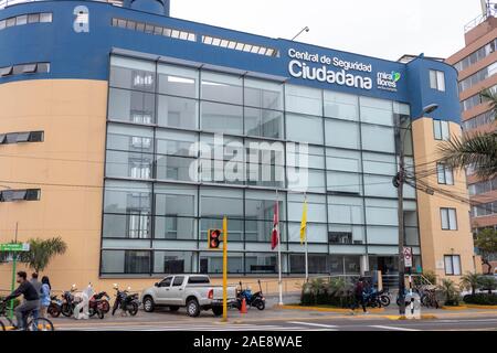 LIMA, PERU - SEP 08TH 2019: View of the Municipality of Miraflores in the Arequipa Avenue of the District of Miraflores, Peru. Stock Photo